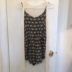 Black and White Elephant Romper with Sweater
